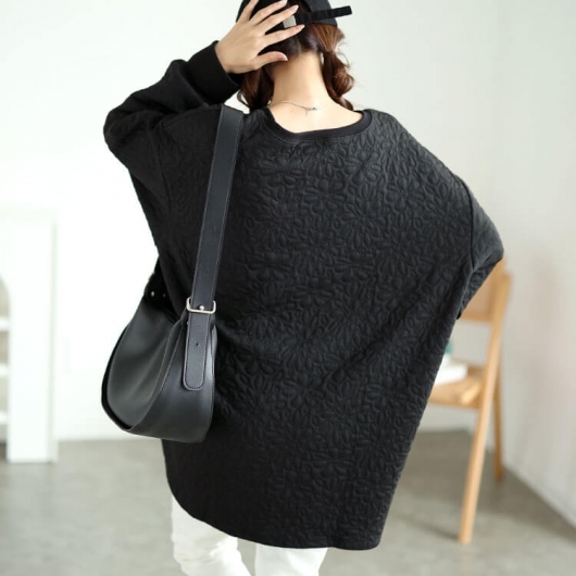 大きいサイズ レディース 花柄ふくれジャガードドルマンプルオーバー