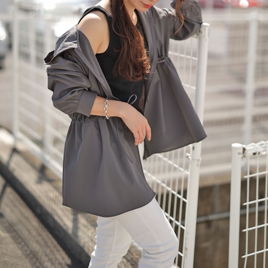 大きいサイズ レディース ウエストドロストラッシュガードパーカー