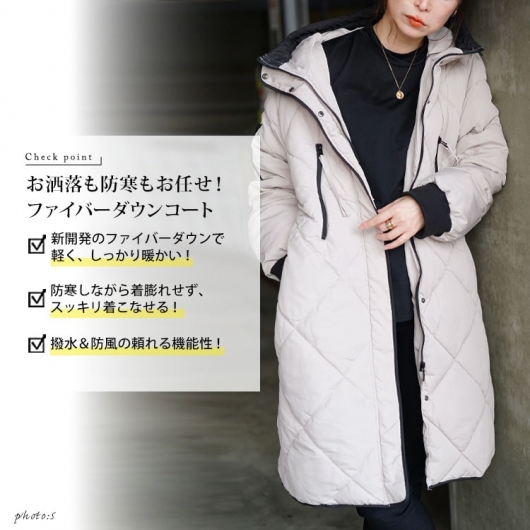 大きいサイズ レディース 撥水＆防風ファイバーダウンダイヤキルト