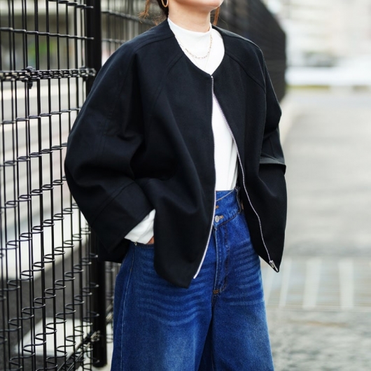 【極美品】アーツ&サイエンス ドルマンスリーブノーカラージャケット 黒 綿麻 極美品】アーツ&サイエンス ドルマンスリーブノーカラージャケット 黒