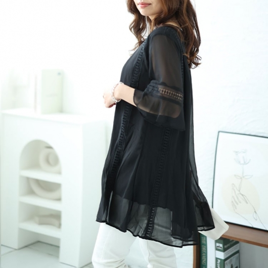 ★ヘレンチア★シフォンバックプリーツジレ★ ベスト ジレ バックプリーツ ロングジレ レディース : ZOZOTOWN