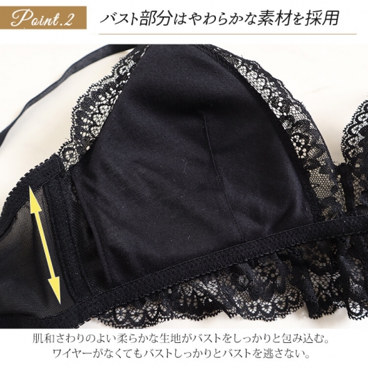 大きいサイズ レディース フラワーレースブラレットブラ＆ショーツ