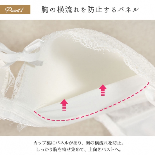 大きいサイズ レディース 谷間リボンノンワイヤーブラ＆ショーツ2点