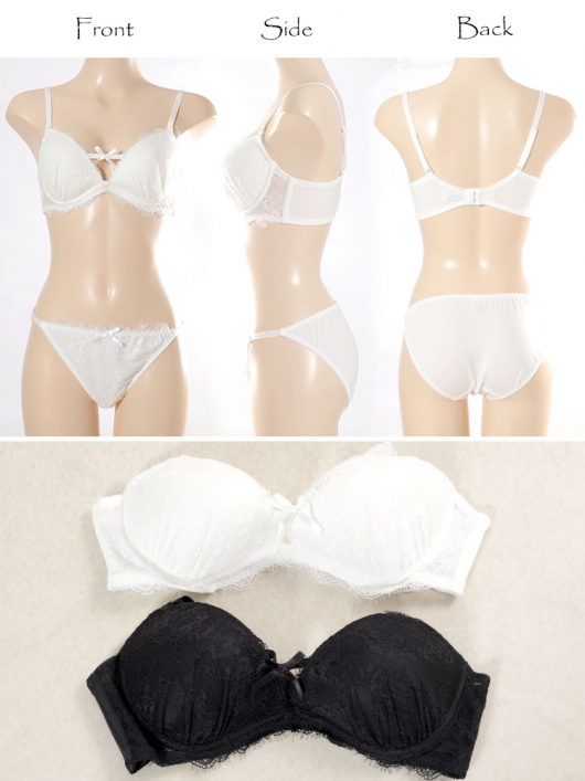 最終値下げ　人気完売カラー　myine ボリュームヘムブルゾン　ホワイト 大きいサイズ レディース 谷間リボンノンワイヤーブラ＆ショーツ2点