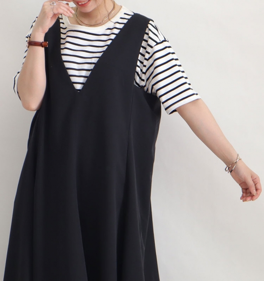 大きいサイズ レディース Aラインフレアロングワンピース nw-21015