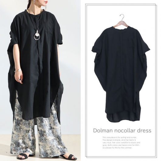 大きいサイズ レディース 2wayシャツチュニックワンピース nw-22004