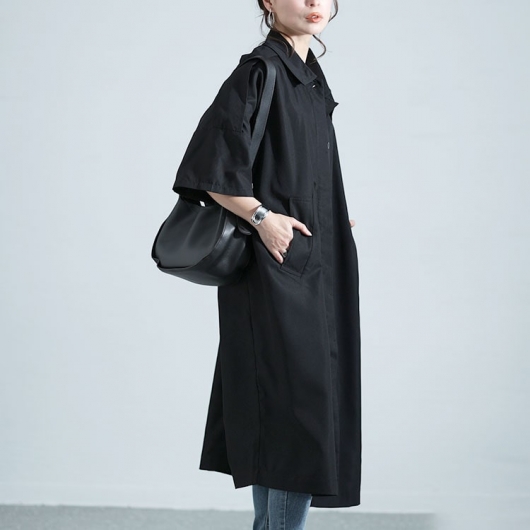 大きいサイズ レディース コート風シャツワンピース nw-24001｜大きい