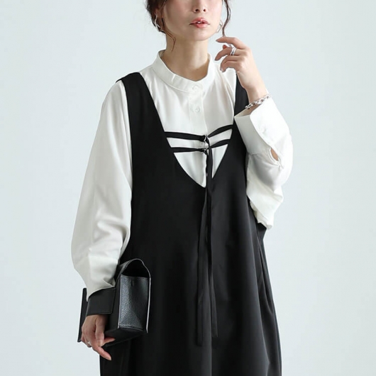 美品【AMERI】アメリ　ジャンパースカート ファスナー　2way ベルト付き Ameri（アメリ）の「UND 2WAY SHEER CHAMBRAY SKIRT（スカート