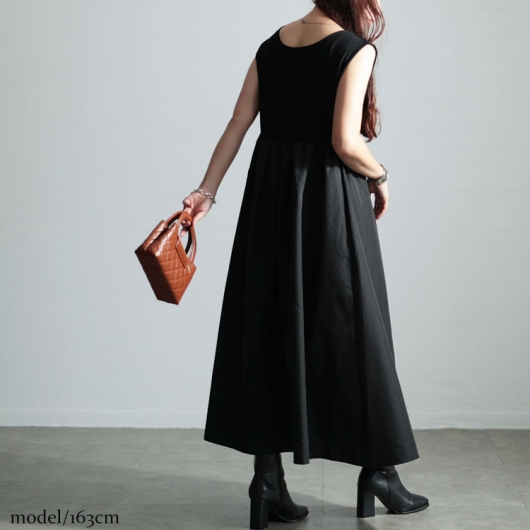 ワイズ　ノースリーブ　ワンピース 大きいサイズ レディース クロップドブルゾン＆異素材ノースリーブ