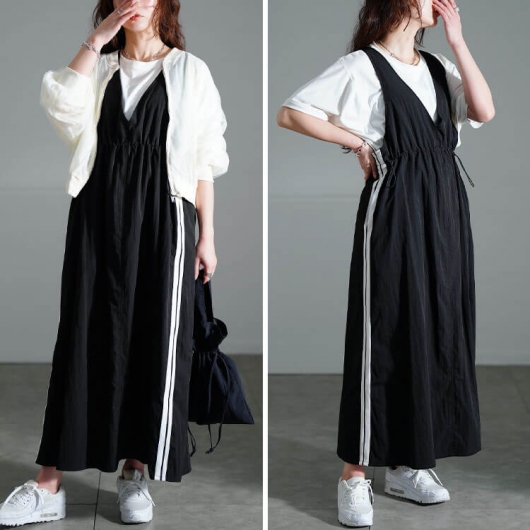 LASUD サイドラインジャンパースカート（black） ラシュッド LASUD サイドラインジャンパースカート