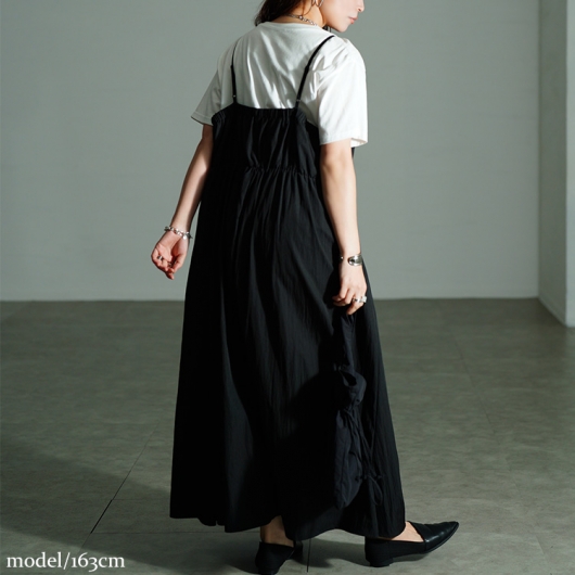 大きいサイズ レディース ギャザーチュールトップス＆キャミワンピース