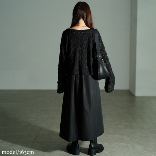 大きいサイズ レディース レースプルオーバー＆ノースリーブワンピース