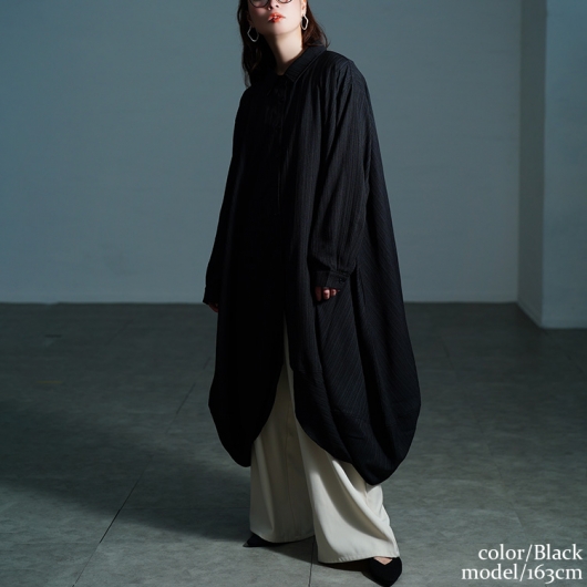 大きいサイズ レディース サイドコクーン変形シャツチュニック nw