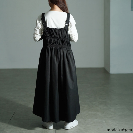 ワイズジャンパースカート 大きいサイズ レディース シャーリングZIPジャンパースカート nw-25049