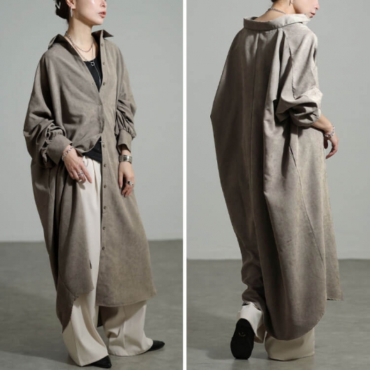 大きいサイズ レディース オーバーサイズシャツワンピース nw-25051