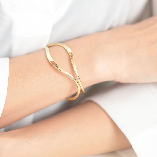 大きいサイズ レディース 2連ウェーブバングル okbg265-38 【メール便