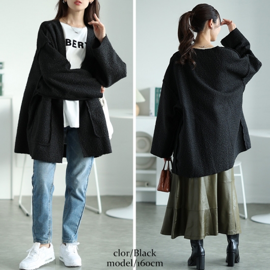 ビジュー付きポケットの黒カーディガン ZARA ザラ ビジューボタン付きニットカーディガン S ブラック V