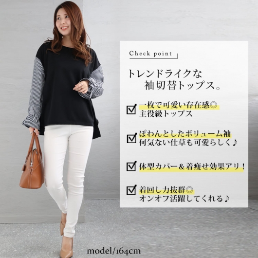 大きいサイズ レディース バルーンスリーブトップス plan-46120