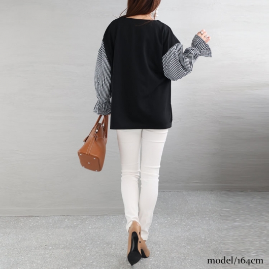 セール対象商品】 大きいサイズ レディース バルーンスリーブトップス