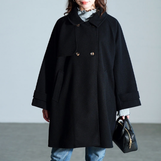 大きいサイズ レディース フェイクウールフレアコート sada-6934