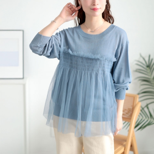 【WEB先行販売】【大きいサイズ】ビスチェ風ニット ビスチェ風ニット（ニット/セーター）｜Honeys（ハニーズ）の