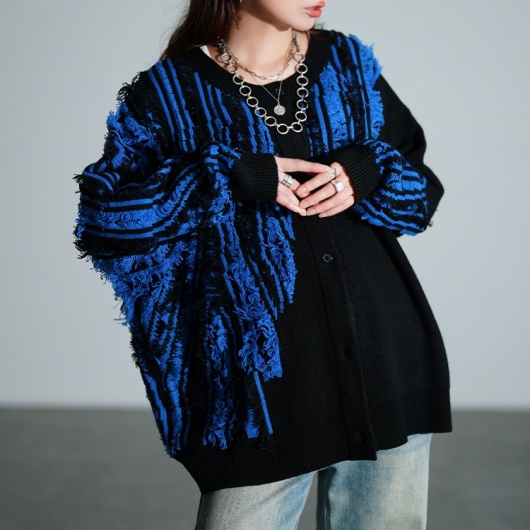 Y's ワイズ パネル半袖カーディガン 青 ブルー 黒 ブラック Y's ワイズ ヨウジヤマモト 変形デザインカーディガン ブラック ロング