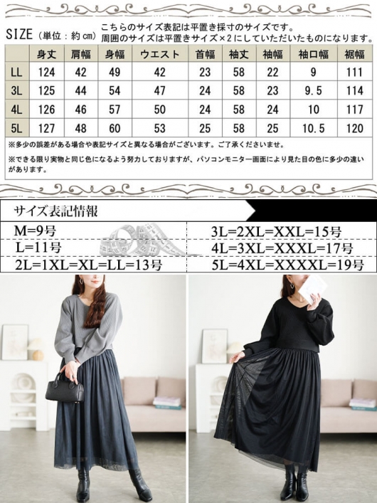 大きいサイズ レディース リブニットドッキングチュールワンピース sum