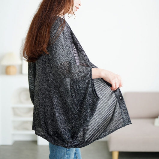 大きいサイズ レディース ラメシアーニットドルマンカーディガン sum