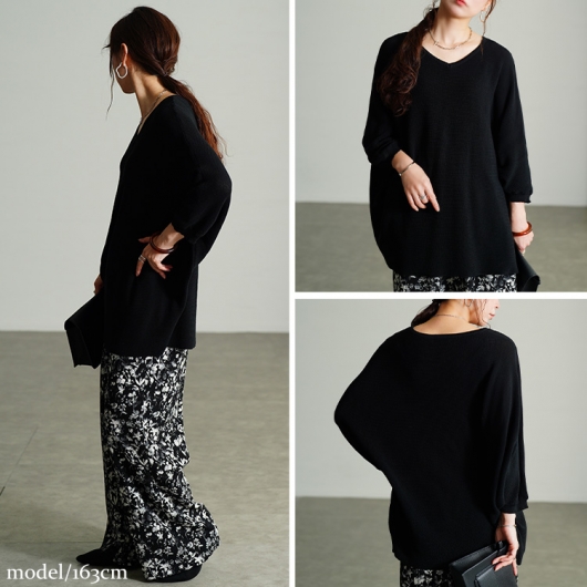 専用♥みかん❤細み★ゆったり大人サイズ☆ネックウォーマー⭐裏起毛モジャ♥ Random Ribbed Organic Cotton Long Sleeve Top(1 BLACK): Mame