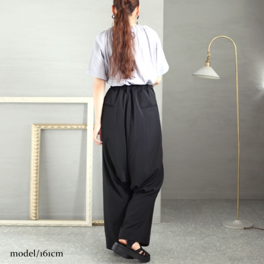 黒 サルエルパンツ ゴム入り イベントセール】 大きいサイズ レディース ウエストゴム