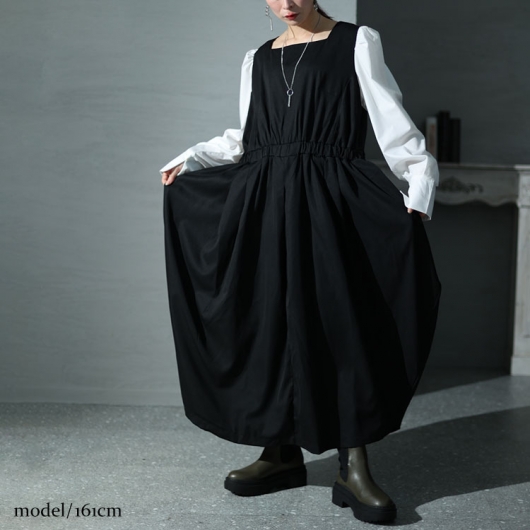 スクエアネックコクーンワンピース （NAVY） アニュアンス anuans スクエアネックコクーンワンピース （NAVY