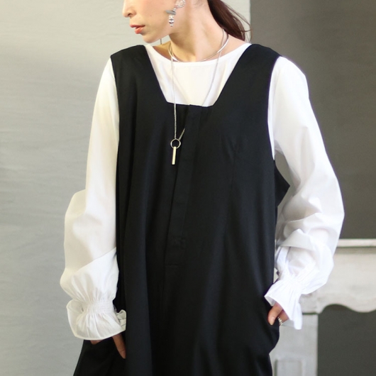 大きいサイズ レディース 裾スリットサロペットパンツ sw-0573