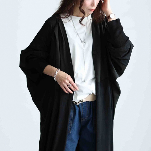 大きいサイズ レディース 異素材ドルマンロングカーデガン sw-0580