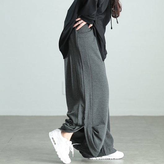 大きいサイズ レディース 裏シャギーサイドスリットパンツ sw-0655