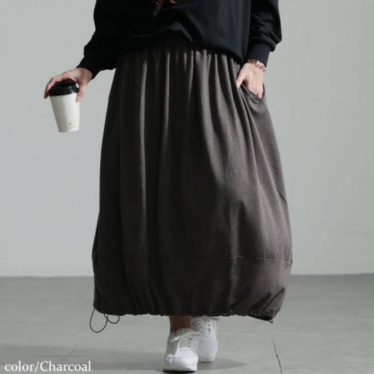 大きいサイズ レディース 裏起毛裾ドロストバルーンスカート sw-0658