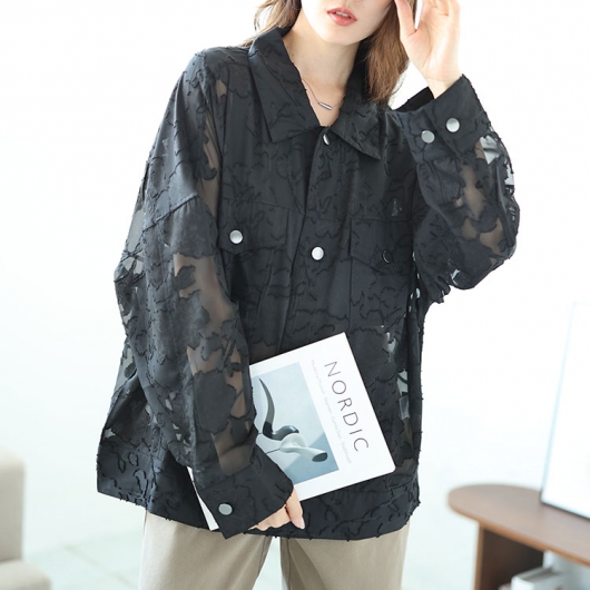 大きいサイズ レディース フラワージャガードシアージャケット sw-0670