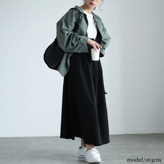 大きいサイズ レディース ショルダーベルトフレアジャンパースカート
