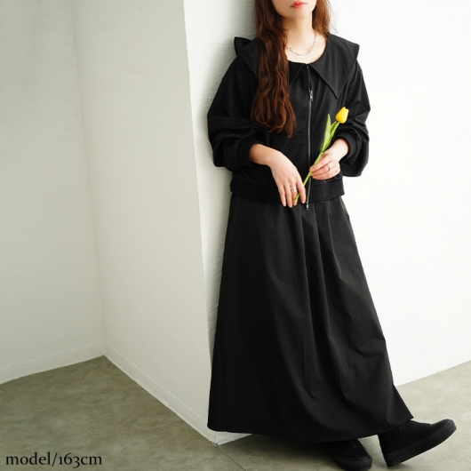 大きいサイズ レディース セーラーカラーZIPブルゾン＆異素材