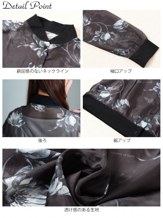 大きいサイズ レディース 花柄プリントシアーシャツ sw-0785