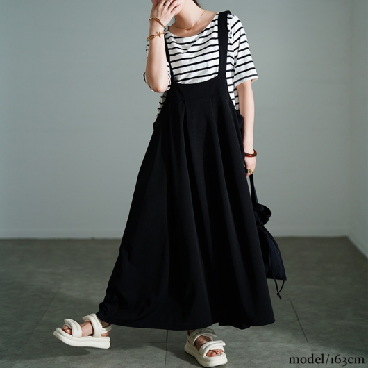 大きいサイズ レディース タックフレアジャンパースカート sw-0790