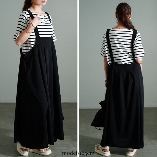 大きいサイズ レディース タックフレアジャンパースカート sw-0790