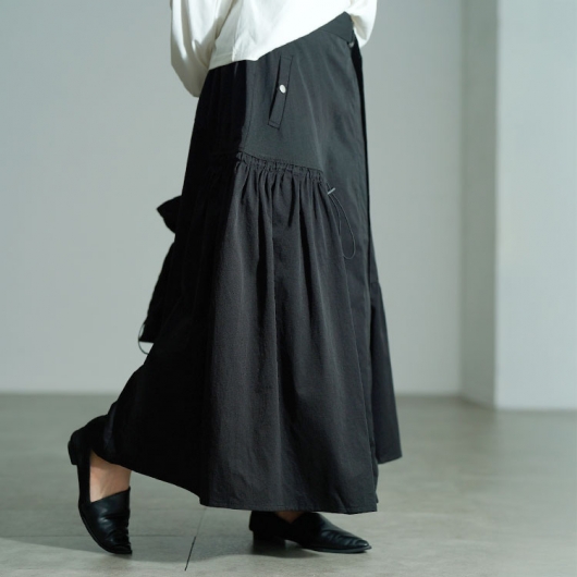 大きいサイズ レディース アシメ切り替えドロストフレアスカート sw