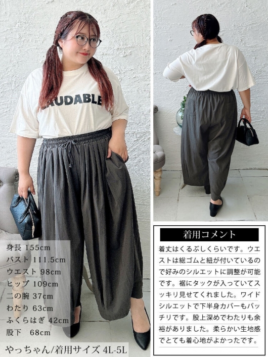 新品タグ　未使用　極大きいサイズ19 インディヴィ　ウエストゴムパンツ 美品 極大きいサイズ19 インディヴィウエストゴム セミワイド