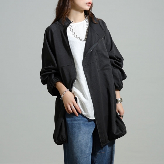 大きいサイズ レディース アシンメトリーダブルジップブルゾン sw-0838