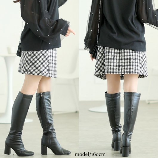 大きいサイズ レディース ラメツイードセミタイトミニスカート tana