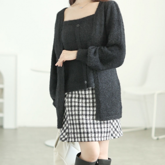 大きいサイズ レディース ラメツイードセミタイトミニスカート tana