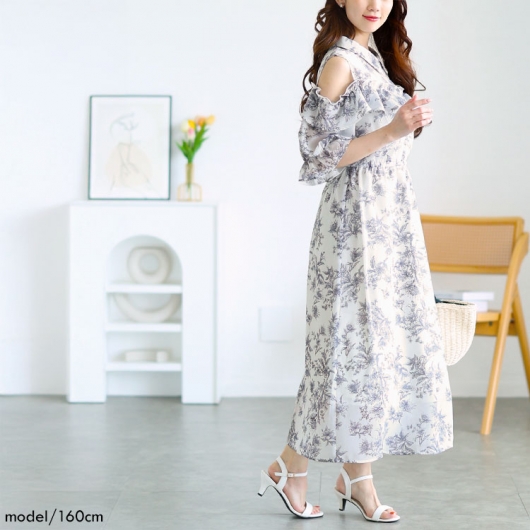 大き目サイズまで 真珠のボタン フリルワンピース Frill Dot Op – MAISON MARBLE
