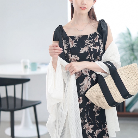 大きいサイズ レディース 花柄肩リボンキャミワンピース tani