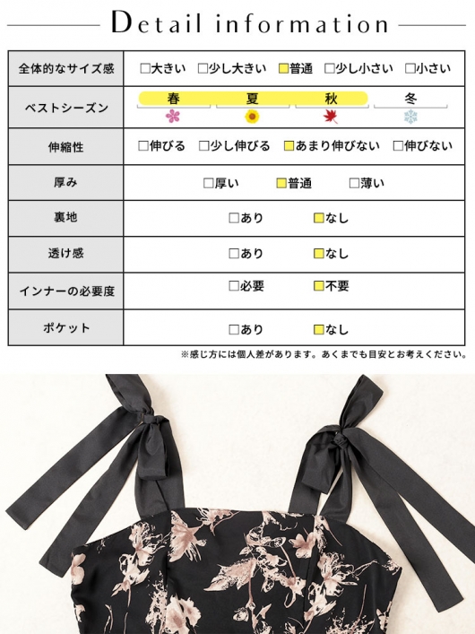大きいサイズ レディース 花柄肩リボンキャミワンピース tani