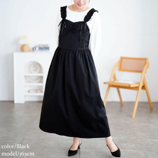 大きいサイズ レディース フリルショルダーリボンジャンパー